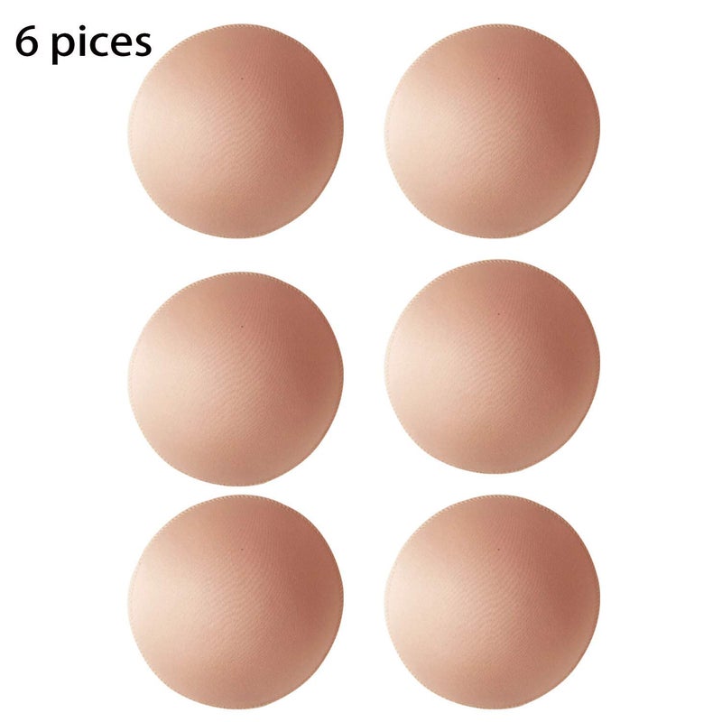 WMugthome 3 Pairs Round Seam Women's Removable Sports Yoga Bra pad, Bikini Top Bra Pads Insert (Beige,B Cup) - Image 5